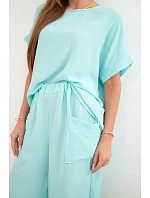 Komplet z viskózy halenka + kalhoty mátový