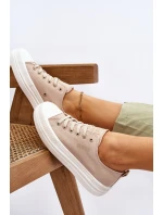 Nízké šněrovací tenisky Big Star LL274969 Béžové Nízké šněrovací tenisky Big Star LL274969 Béžové