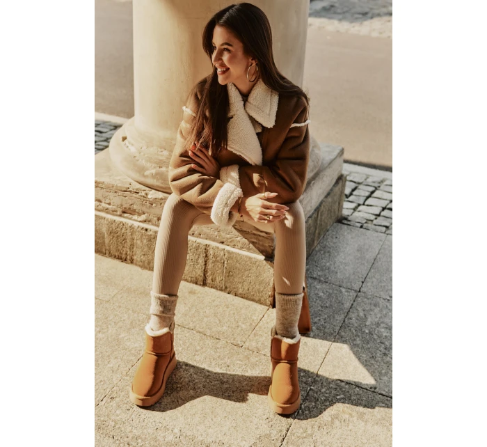 Kožené Semišové Sněhule S Kožešinou Vinceza 97951 Camel