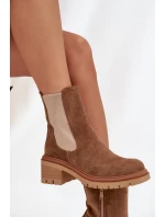 Dámské zateplené chelsea boty na klínovém podpatku tmavě béžové Zoralia Dámské zateplené chelsea boty na klínovém podpatku tmavě béžové Zoralia