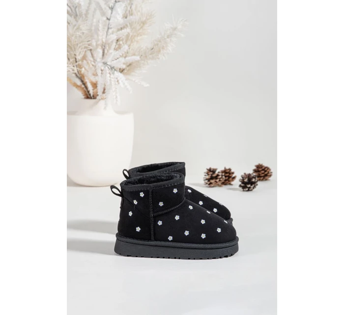 Dětské sněhule s květinami černé Gracina Dětské sněhule s květinami černé Gracina