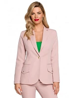 K141 Sako s dvojitými kapsami s klopou - krepová růžová