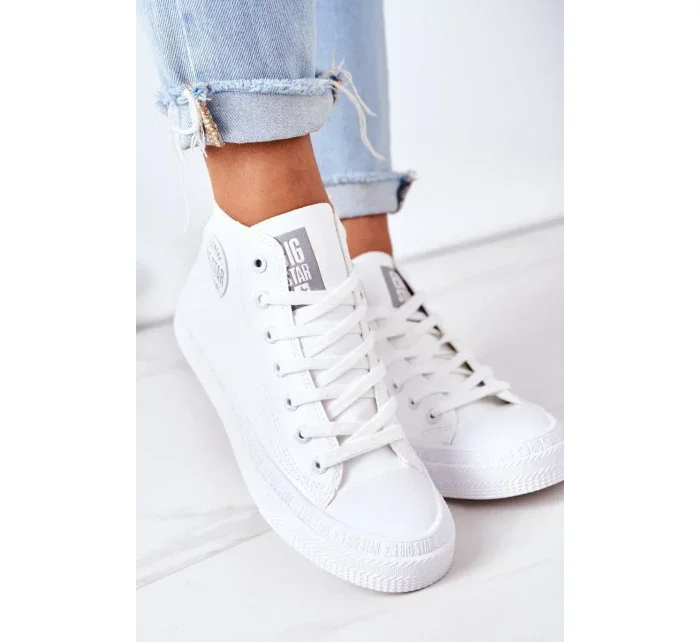 Women's Leather High Sneakers Big Star model 19948627 White - Big Star Shoes