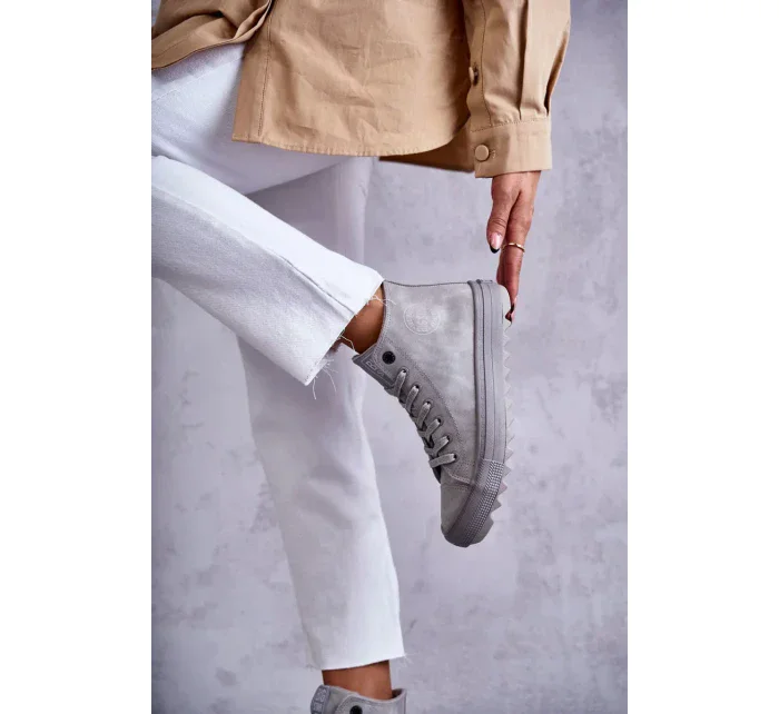 Dámské Tenisky Big Star Vysoké Zateplené Šedé GG274070 Dámské Tenisky Big Star Vysoké Zateplené Šedé GG274070