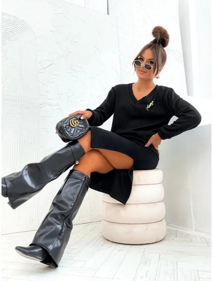 Černý dámský úpletový komplet se sukní model 20524285 - Moon