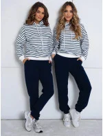 Tmavě modrý dámský bavlněný teplákový komplet s mikinou model 21777414 - Moon