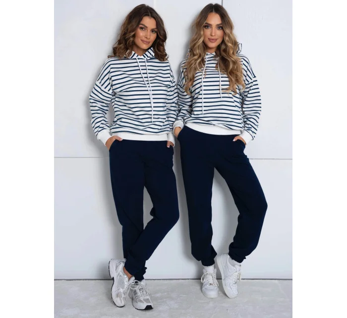 Tmavě modrý dámský bavlněný teplákový komplet s mikinou model 21777414 - Moon