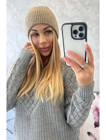 Tenká čepice Oliwia model 18750343 tmavě béžová - K-Fashion