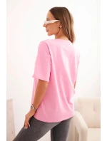 Dámská bavlněná blůza klasického střihu světle růžová