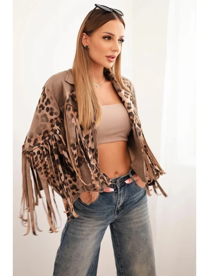 Dámská sukně z semiše s třásněmi v vzoru fango model 21327582 - K-Fashion