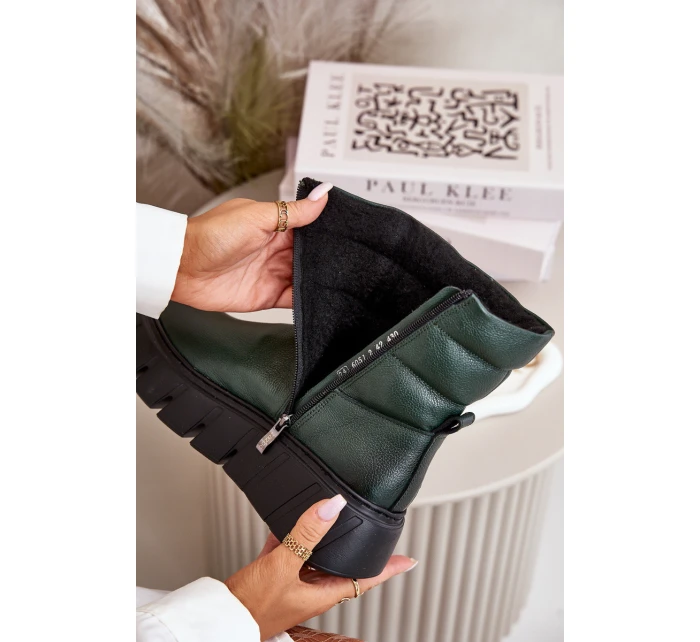 Dámské Kožené Boty Na Zip Zateplené  model 21669344 - Zazoo