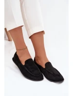 Dámské mokasíny z eko semiše ploché černé Miryelle Dámské mokasíny z eko semiše ploché černé Miryelle