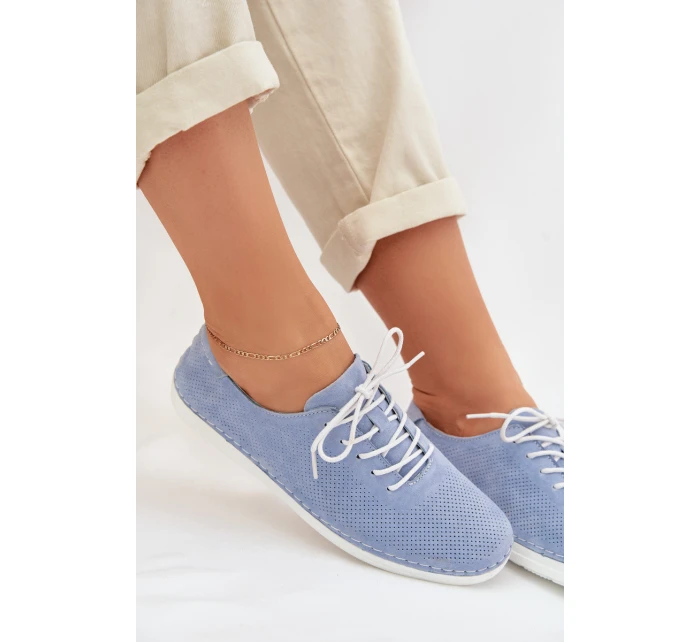 Dámské polobotky z přírodního semiše model 22013889 Modré - S.Barski