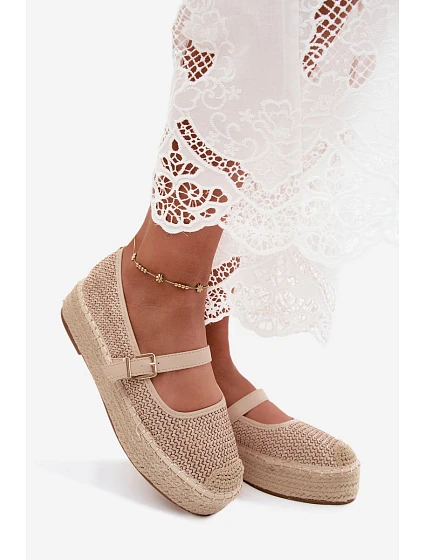 Dámské espadrilky s páskem na platformě Béžové model 22196479 - Boto