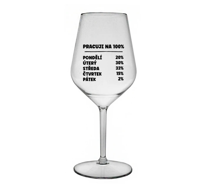 PRACUJI NA 100% - čirá nerozbitná sklenice na víno 470 ml PRACUJI NA 100% - čirá nerozbitná sklenice na víno 470 ml