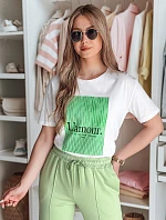 Dámské bavlněné tričko s potiskem LAMOUR bílé FashionStreet RY2586