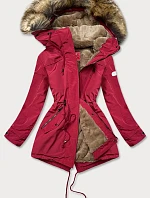 Dámská parka s kožešinovou podšívkou červená (m-21207)