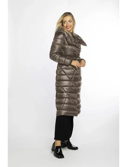 Dámská bunda ve velbloudí barvě s páskem pro zavazování model 21247094 - Ann Gissy