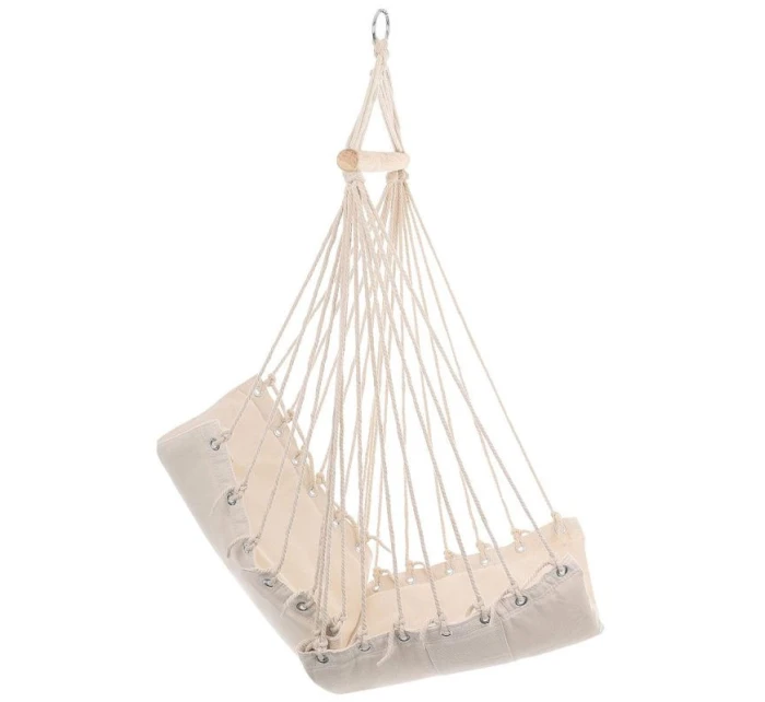 BRAZILSKÁ ZÁVĚSNÁ SEDAČKA HAMAK 100x50 cm PŘÍRODNÍ S VSTŘÍCNÝM PUSHEM BÍLÁ