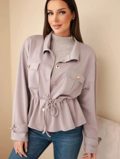 Dámská rozepínací mikina s tkaničkou a kapsami máslová fango