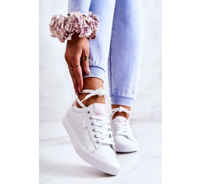 Dámské Kožené Tenisky BIG STAR HH274073 Bile-Růžové