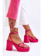 Módní sandály na vysokém podpatku s pásky Fuchsie model 21620482 - Boto Módní sandály na vysokém podpatku s pásky Fuchsie model 21620482 - Boto
