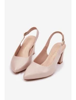 Pohodlné lodičky na podpatku model 21692903 Béžové - SERGIO LEONE