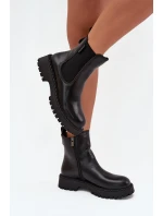 Kožené dámské botky s zipem Big Star OO274109 černé Kožené dámské botky s zipem Big Star OO274109 černé