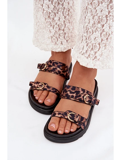 Dámské sandály s pásky a zlatými sponami Leopard model 22032147 - Boto