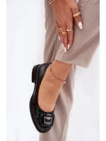 Dámské kožené baleríny s ozdobou D&A – černé Dámské kožené baleríny s ozdobou D&A – černé