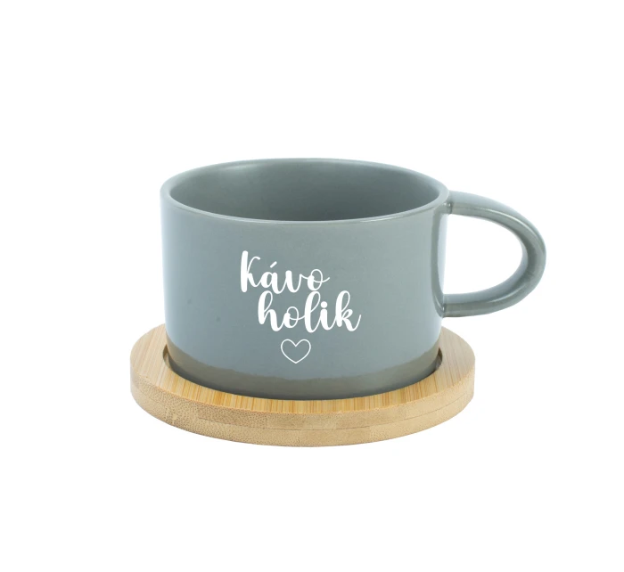 KÁVOHOLIK - šedý hrníček makronka 200 ml