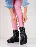 Výborné kotníčkové boty černé dámské na širokém podpatku Výborné kotníčkové boty černé dámské na širokém podpatku