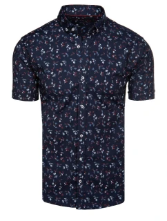 Pánská tmavě modrá košile s krátkým rukávem Dstreet KX1043