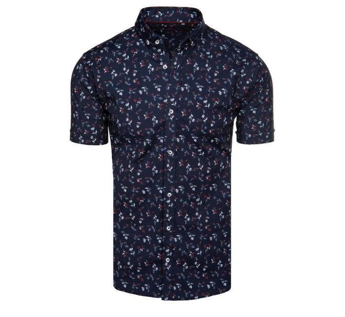 Pánská tmavě modrá košile s krátkým rukávem Dstreet KX1043