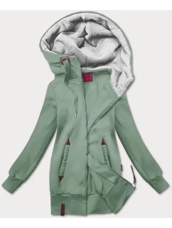 Šedozelená hladká dámská mikina s kapucí LHD (AMG169)