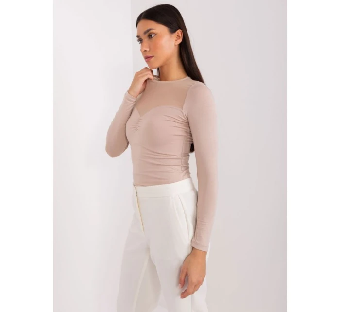 Béžová základní halenka se síťovinou model 21462282 - BASIC FEEL GOOD