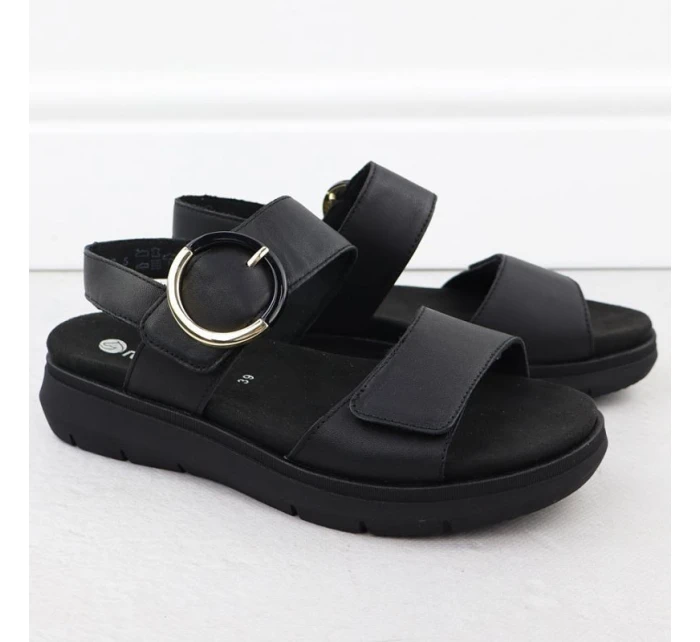 Dámské kožené sandály na platformě černé model 21904806 - Remonte