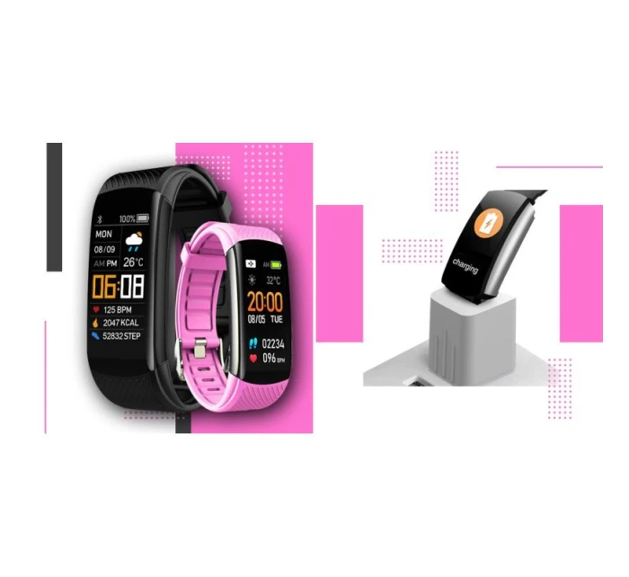 GIEWONT Smartwatch Black and Pink 2 Stripes GW200-4 GIEWONT Smartwatch Black and Pink 2 Stripes GW200-4