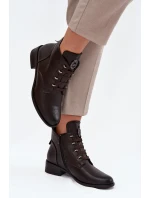 Nízké kotníkové boty s podšívkou na zip s ozdobou hnědé Nevalia Nízké kotníkové boty s podšívkou na zip s ozdobou hnědé Nevalia