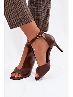 Dámské sandály na podpatku čokoládové model 22037742 - Boto