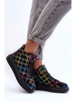 Sportovní boty na platformě Rhinestones GOE Black Sportovní boty na platformě Rhinestones GOE Black