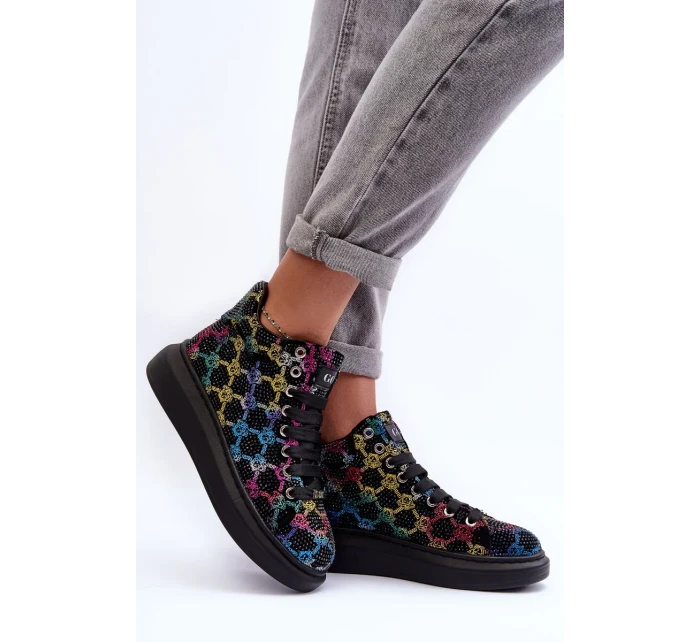 Sportovní boty na platformě Rhinestones GOE Black Sportovní boty na platformě Rhinestones GOE Black