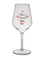 SNÍM O VÁNOCÍCH BÍLÝCH - čirá nerozbitná sklenice na víno 470 ml