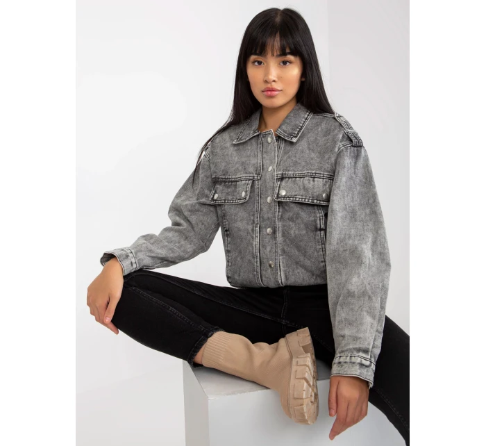 Dámská džínová bunda EM KR Šedá jeans model 20101358 - FPrice Dámská džínová bunda EM KR Šedá jeans model 20101358 - FPrice