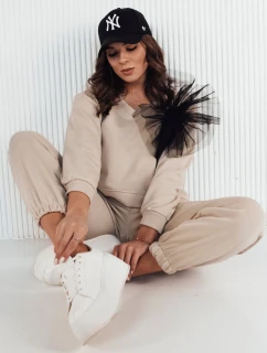 Dámská béžová mikina FILAN s výstřihem FashionStreet BY1259