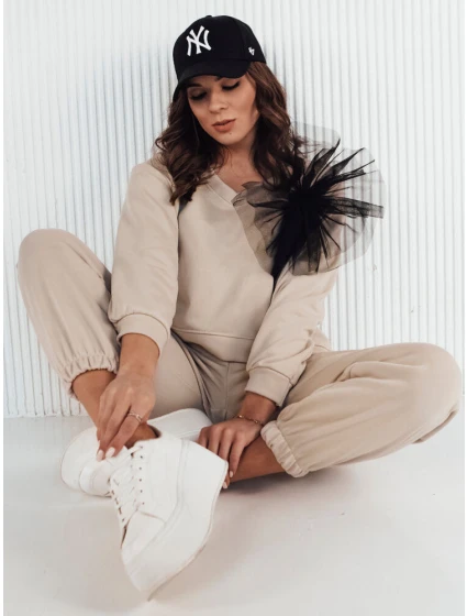 Dámská béžová mikina FILAN s výstřihem FashionStreet BY1259