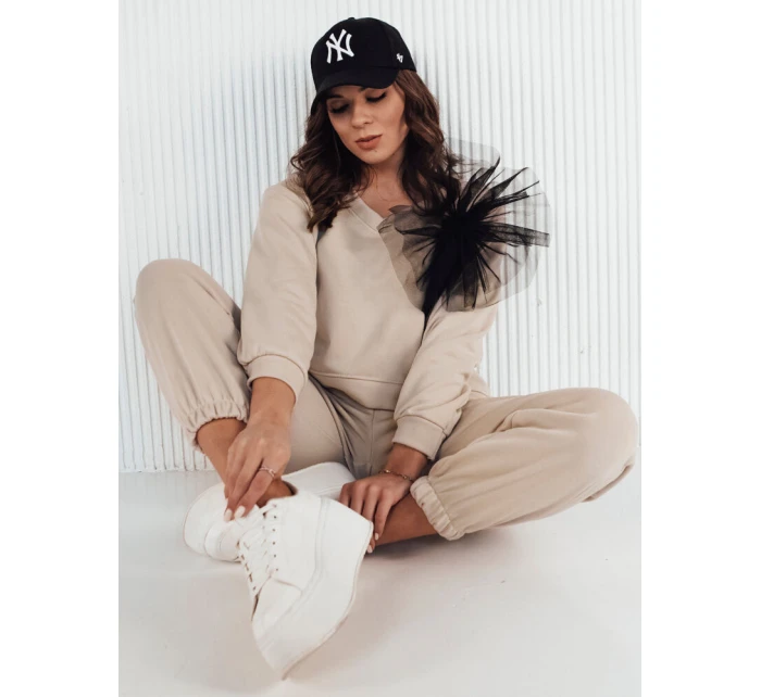 Dámská béžová mikina FILAN s výstřihem FashionStreet BY1259