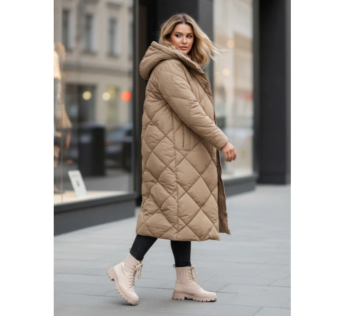 Dámská prošívaná zimní bunda s kapucí FEMACOAT khaki FashionStreet TY5477