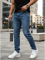 Pánské džíny slim fit s páskem modré FashionStreet UX4485 Pánské džíny slim fit s páskem modré FashionStreet UX4485