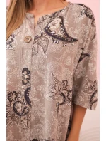 Dámská bavlněná blůza s ohrnutým rukávem a vzorem paisley fango Dámská bavlněná blůza s ohrnutým rukávem a vzorem paisley fango